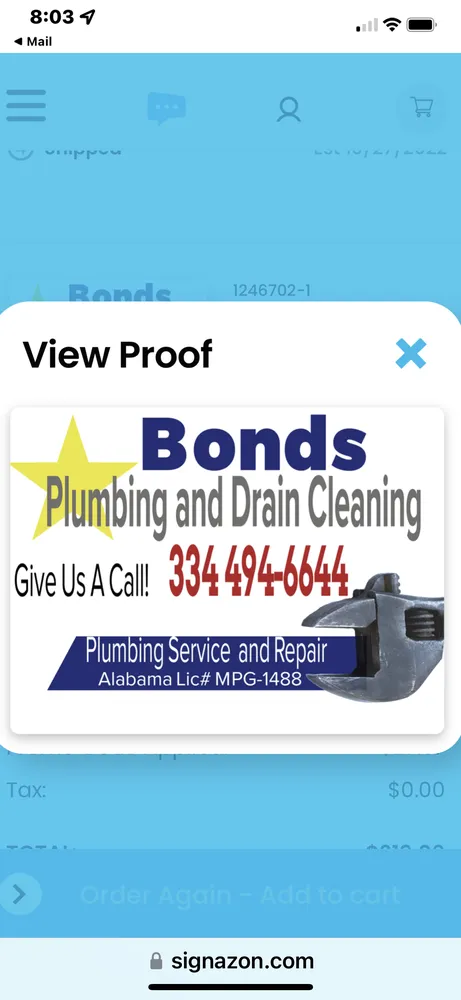 Slide of Bonds Plumbing and Drain Cleaning