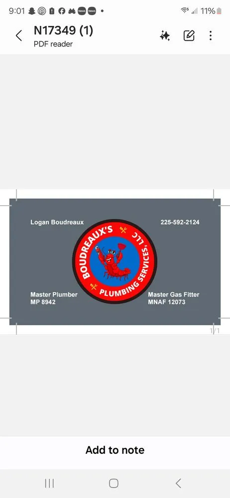 Slide of Boudreaux's Plumbing Services