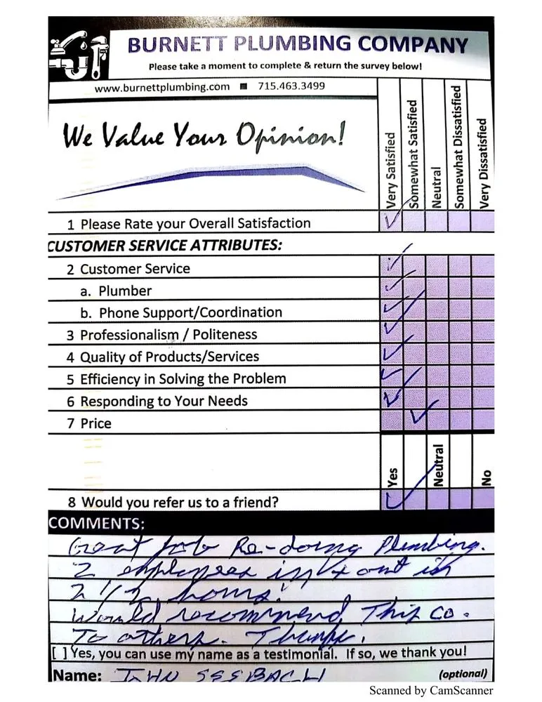 Slide of Burnett Plumbing Company