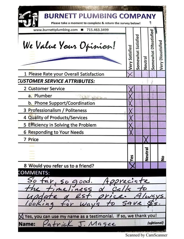 Slide of Burnett Plumbing Company