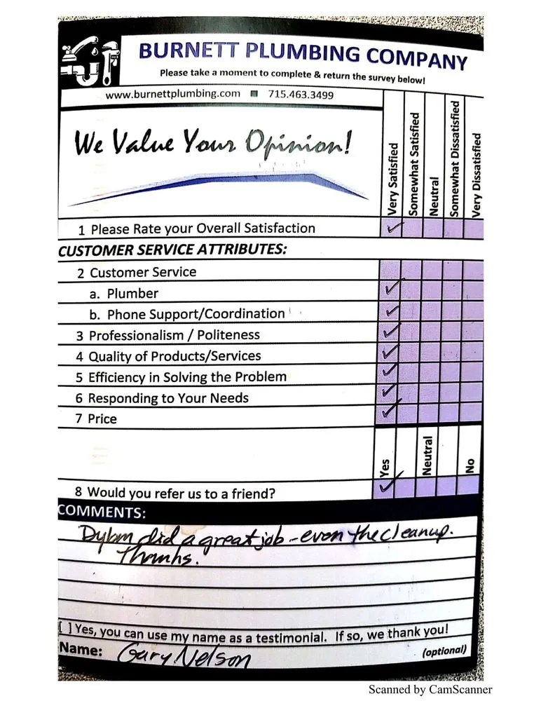 Slide of Burnett Plumbing Company