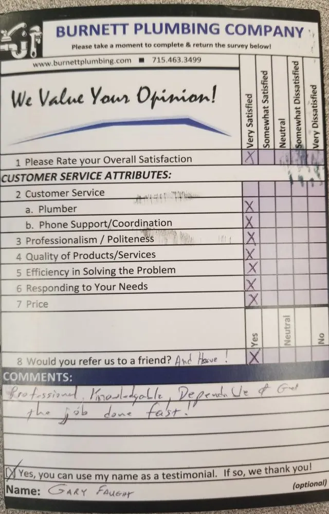 Professional pipe repair in Webster, WI by Burnett Plumbing Company