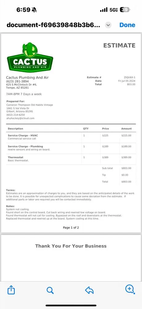 Slide of Cactus Plumbing And Air