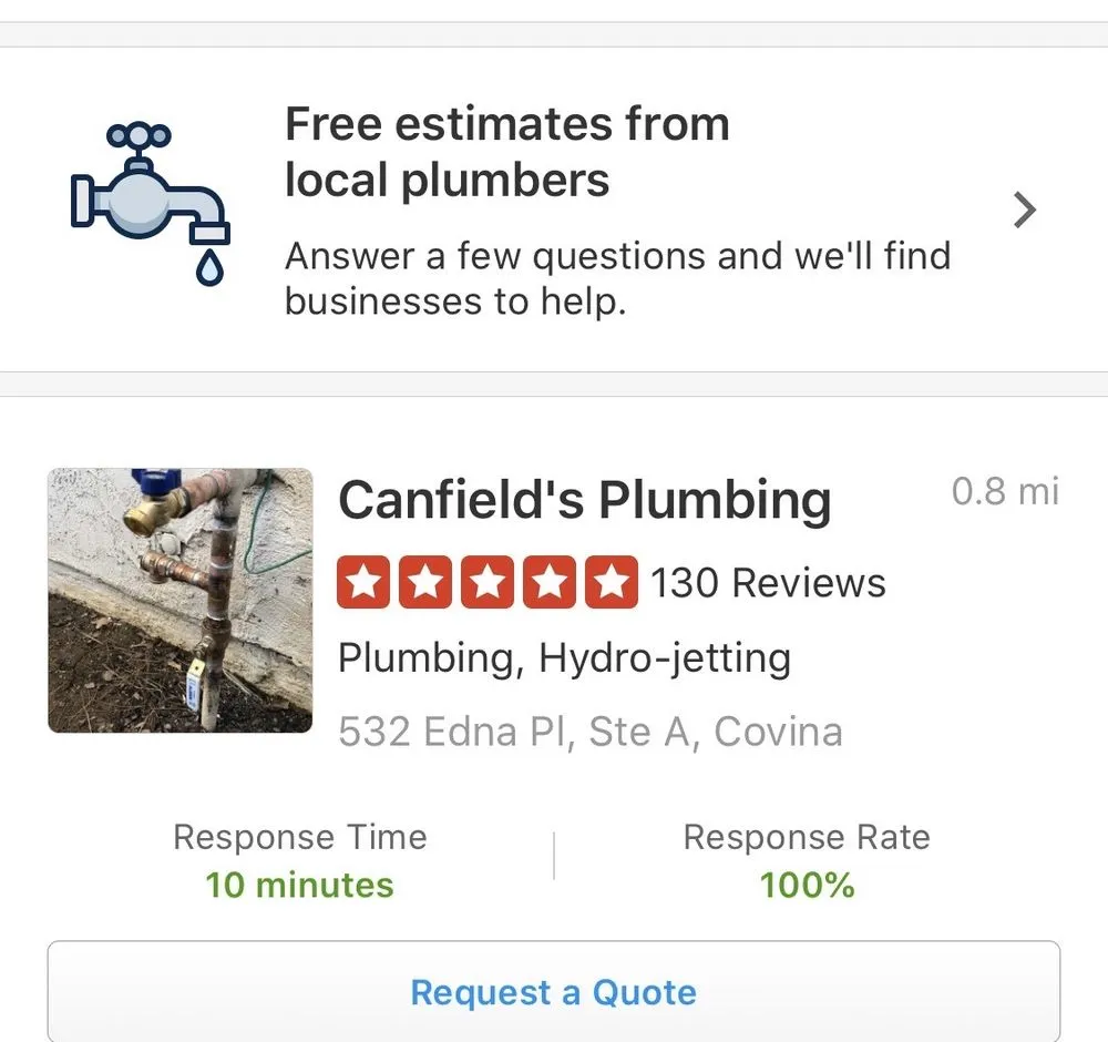 Slide of Canfield's Plumbing