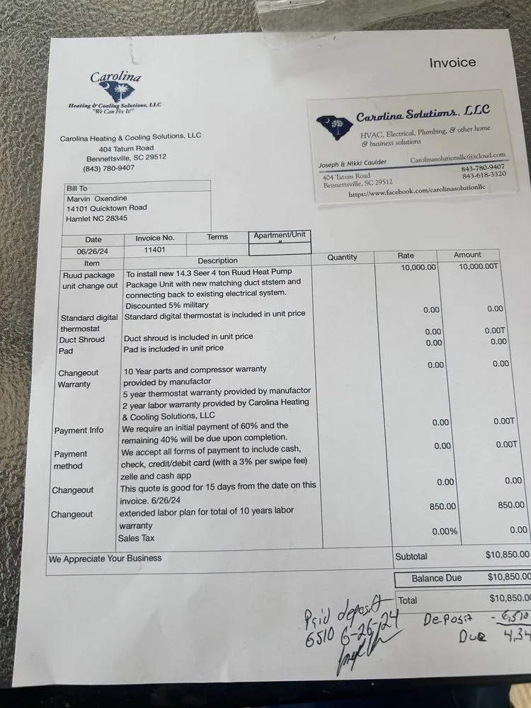 Slide of Carolina Heating & Cooling Solutions