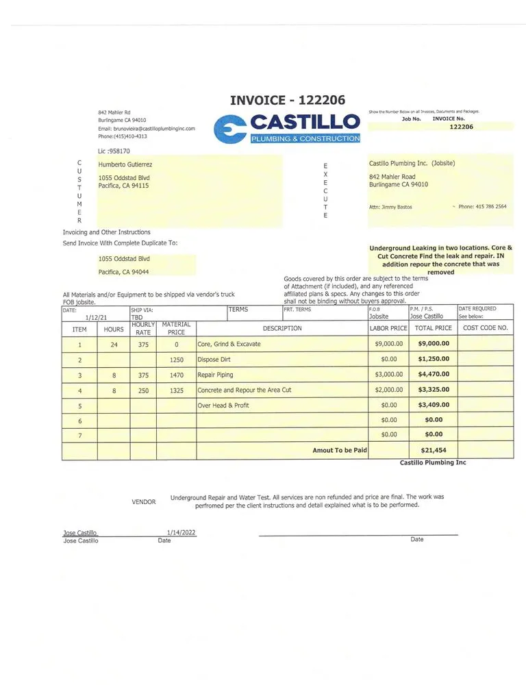 Slide of Castillo Plumbing