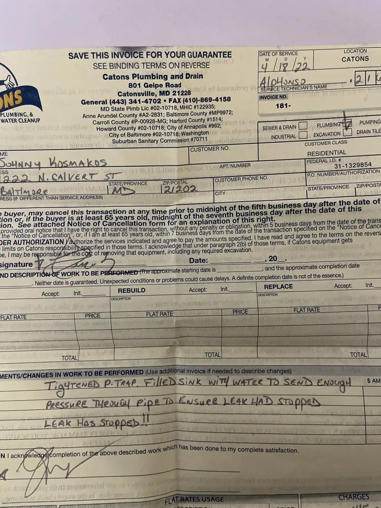 Slide of Catons Plumbing & Drain Service