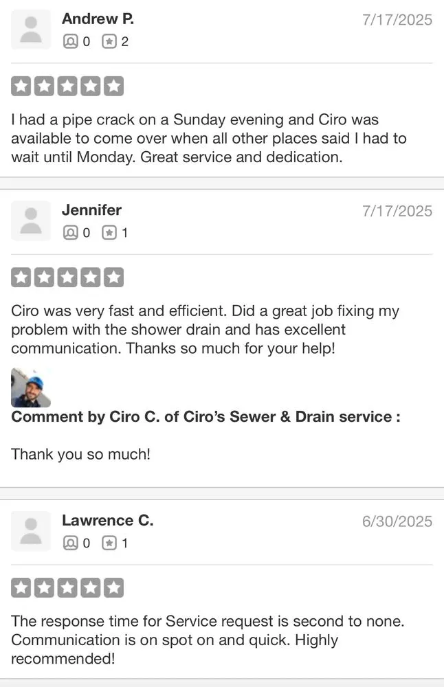 Slide of Ciro’s Sewer & Drain service