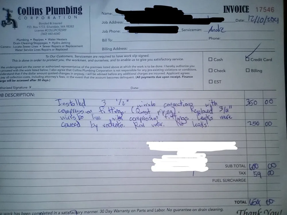 Slide of Collins Plumbing