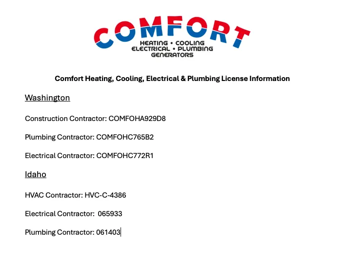Slide of Comfort Heating and Air