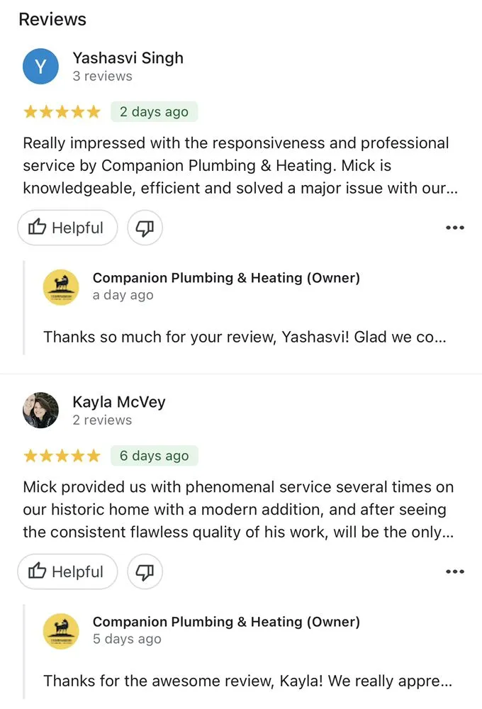 Slide of Companion Plumbing & Heating