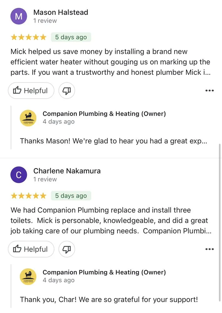 Slide of Companion Plumbing & Heating