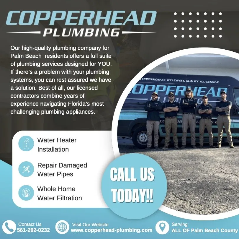 Affordable emergency plumbing experts serving Boynton Beach, FL - Copperhead Plumbing
