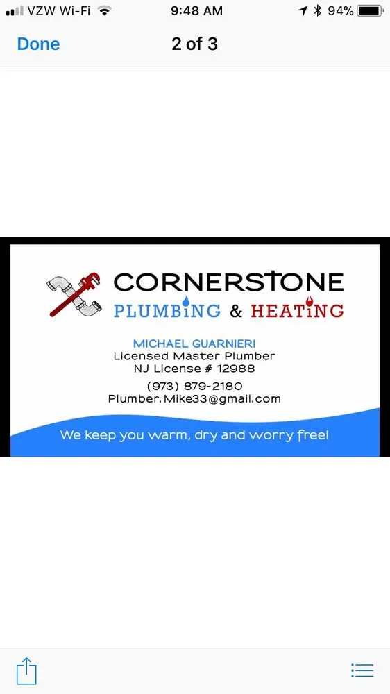 Slide of Cornerstone Plumbing & Heating