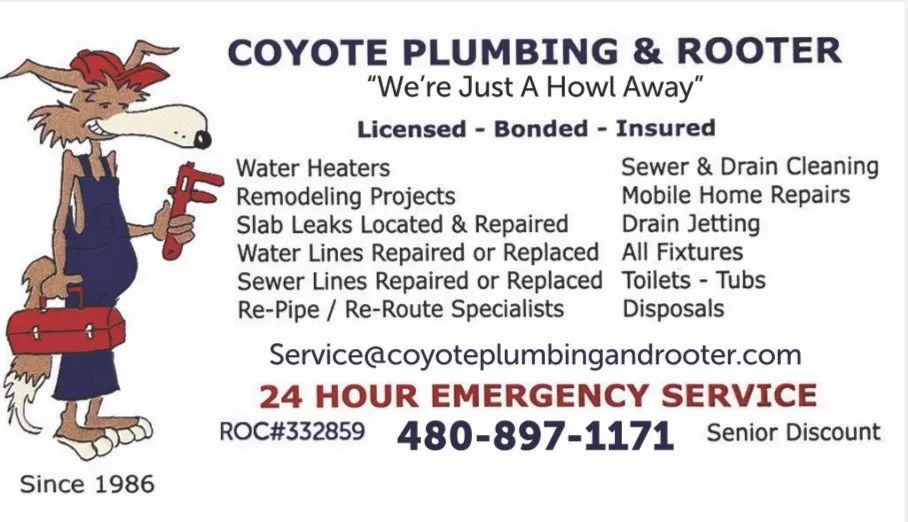 Top-rated emergency plumbing for homes in Gilbert, AZ by Coyote Plumbing & Rooter