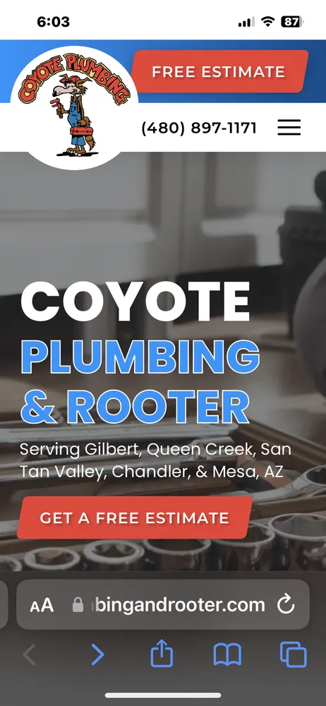 Slide of Coyote Plumbing & Rooter