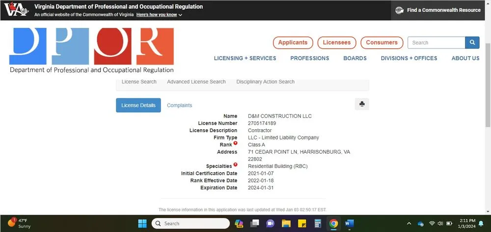 Slide of D & M Construction