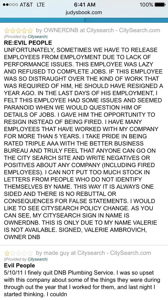 Slide of D N B Plumbing