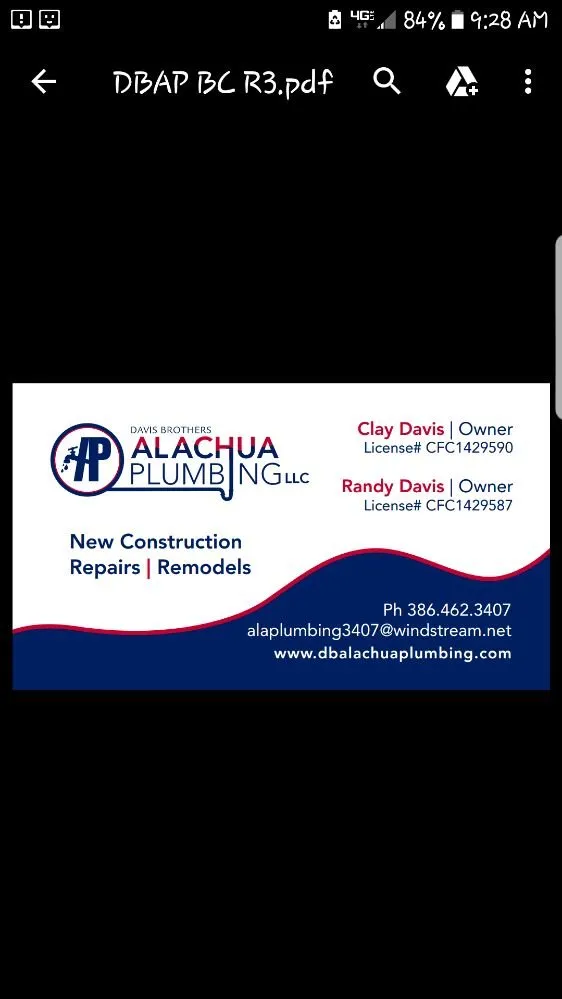 Slide of Davis Brothers Alachua Plumbing