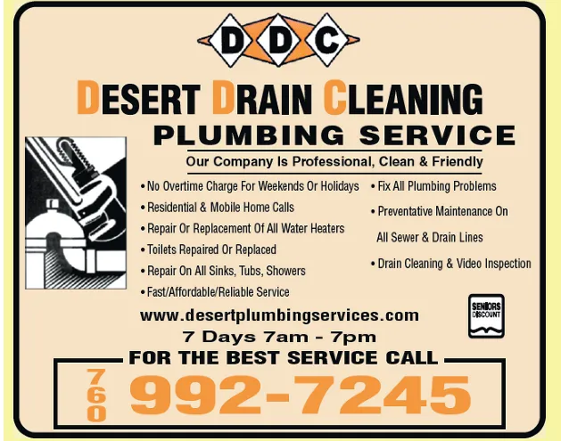 Slide of Desert Drain Cleaning Plumbing Service