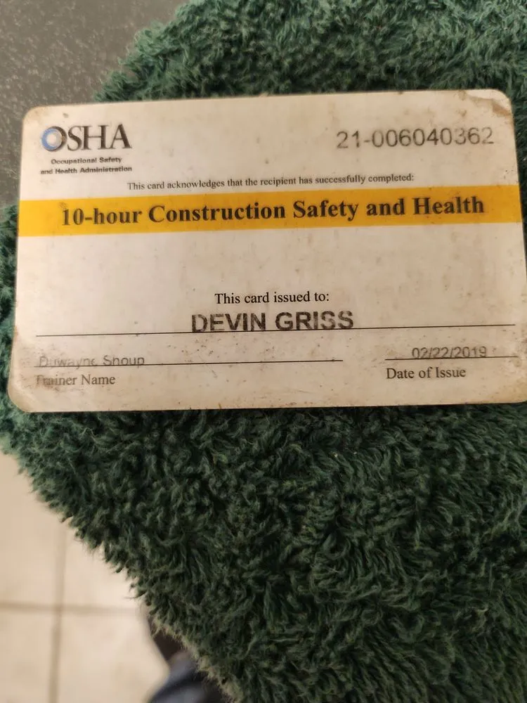 Slide of Devin Griss construction