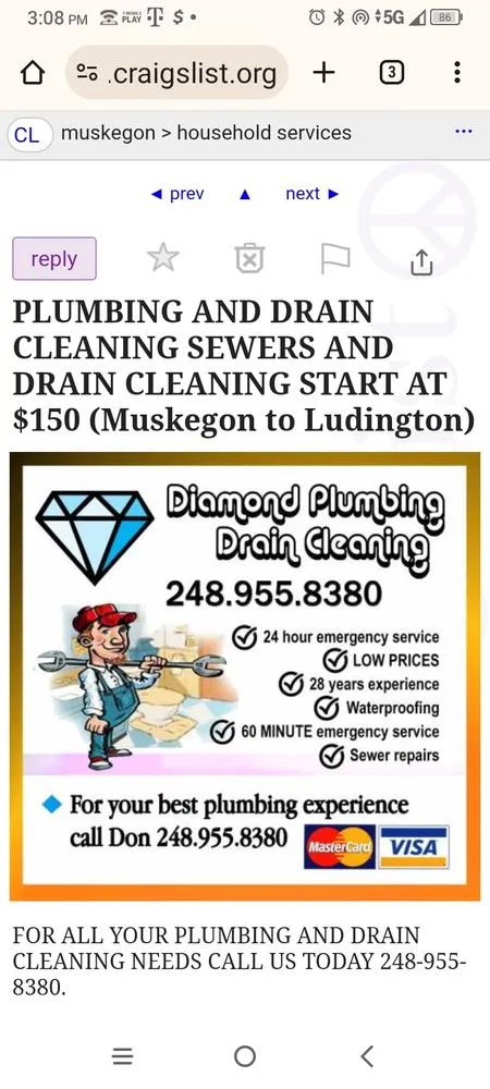 Slide of Diamond Plumbing and Drain Cleaning