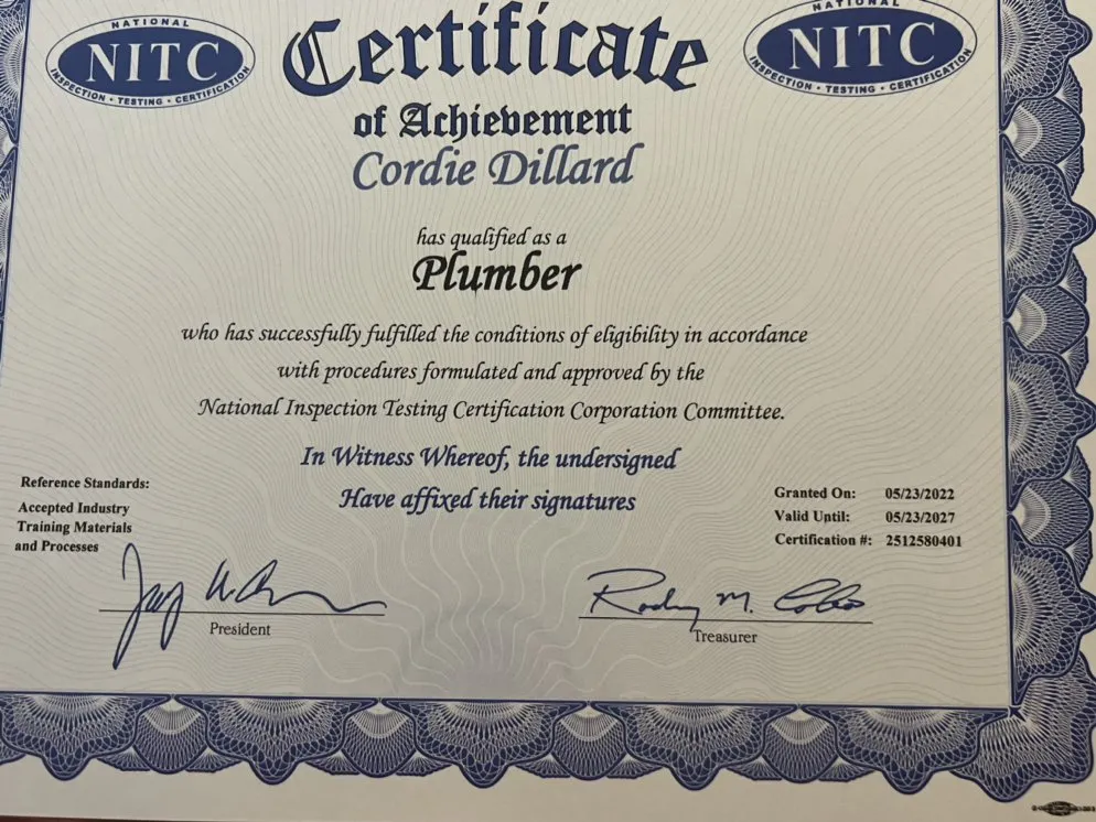 Slide of Dillard Winchester Plumbing