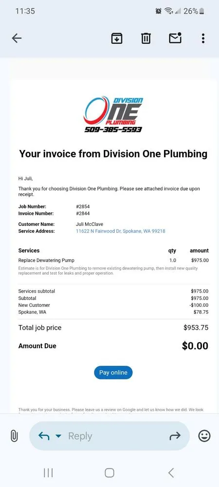 Quality water heater service for homes in Spokane Valley, WA by Division One Plumbing