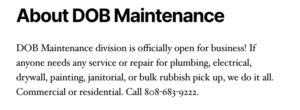 Slide of DOB Plumbing & Maintenance