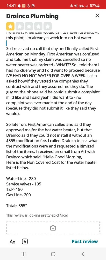 Slide of Drainco Plumbing