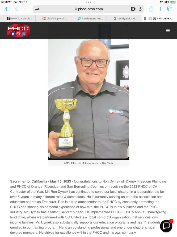 Slide of Dymek's Freedom Plumbing