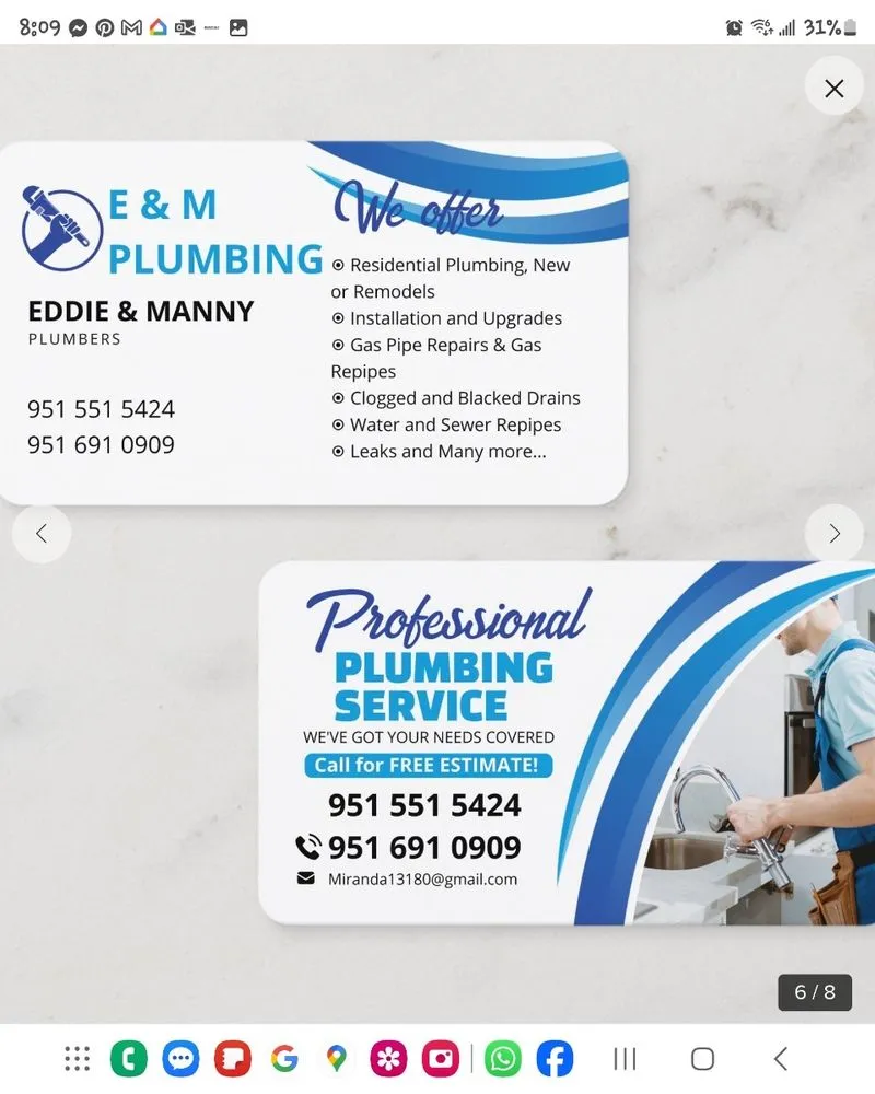Slide of E & M Plumbing