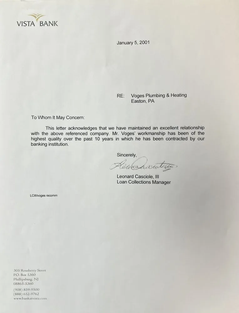 Slide of E Voges Plumbing & Heating