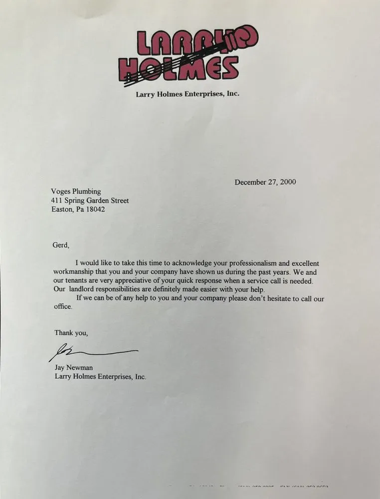 Slide of E Voges Plumbing & Heating