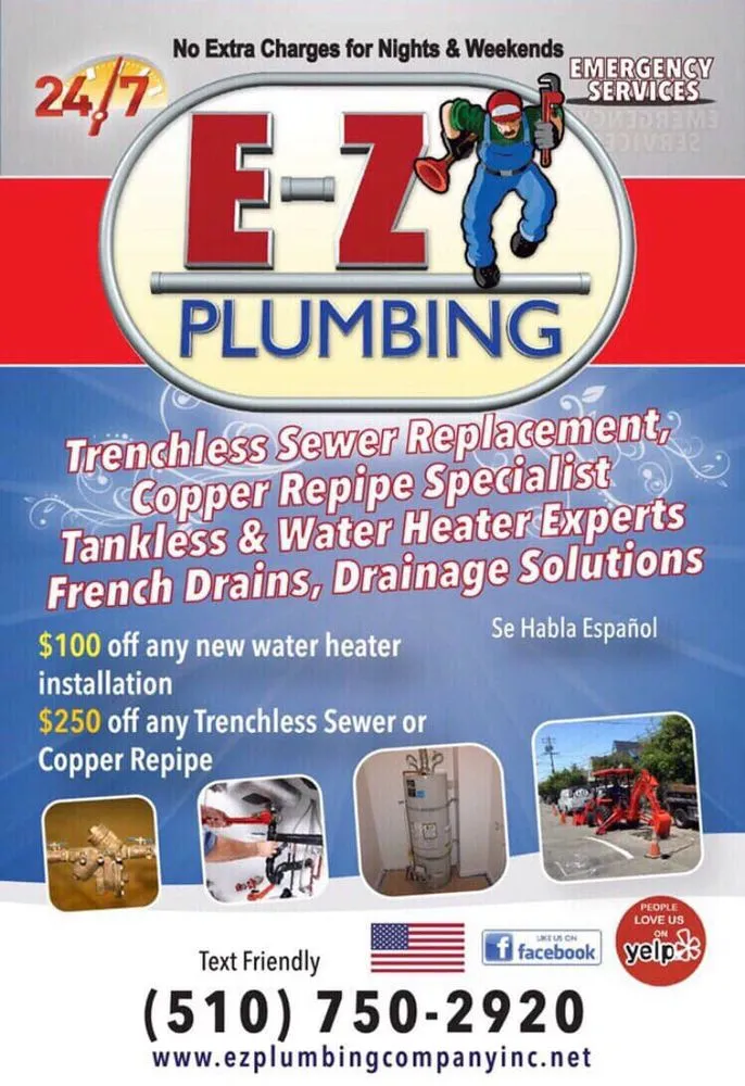 Emergency drain cleaning service in Hayward, CA - E-Z Plumbing & Rooter