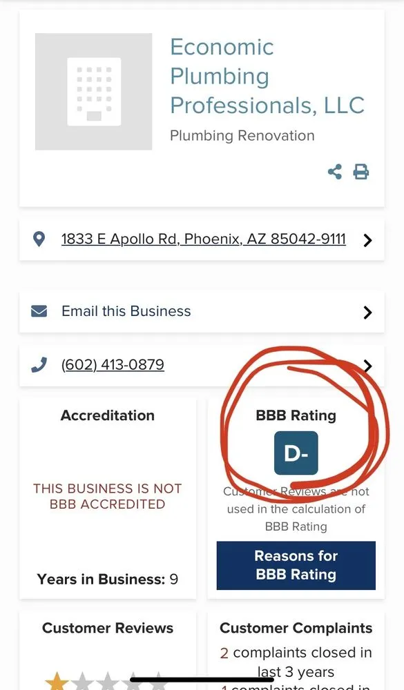 Slide of Economic Plumbing Professionals