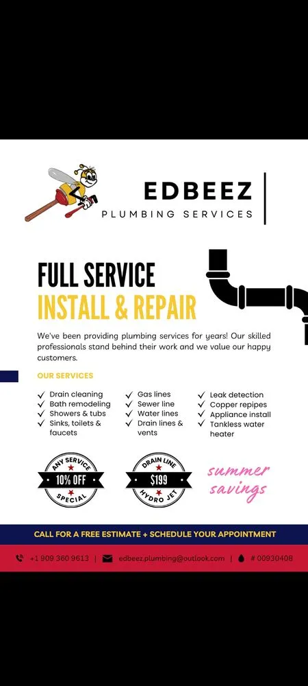 Slide of E.D. BEEZ Plumbing service