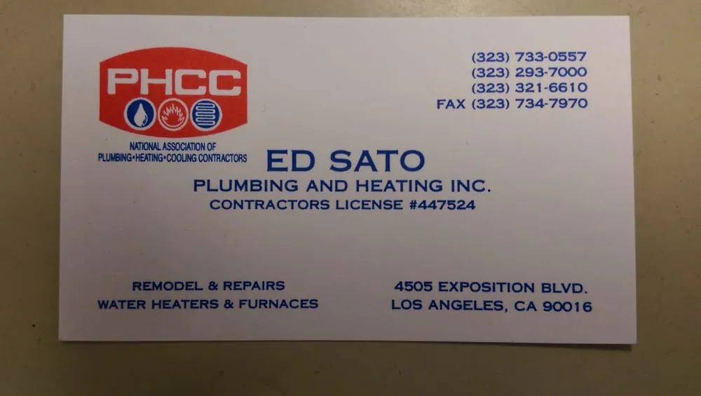Slide of Ed Sato Plumbing & Heating