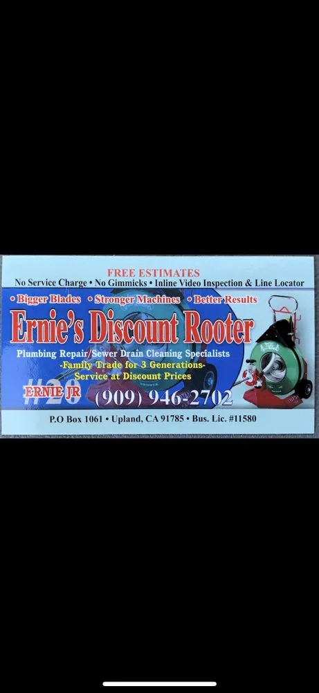Slide of Ernie's Discount Rooter Service