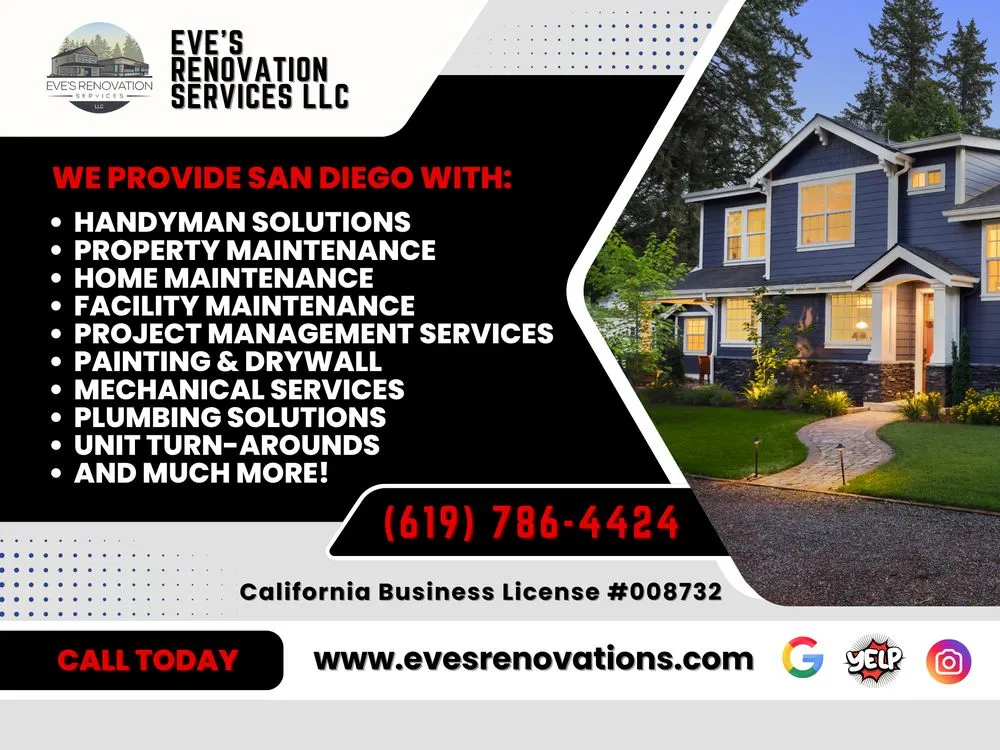 Emergency plumbing repair in San Diego, CA by Eve’s Renovation Services