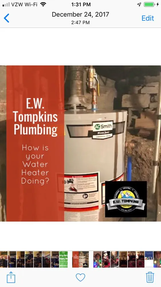Slide of EW Tompkins Plumbing Heating Cooling