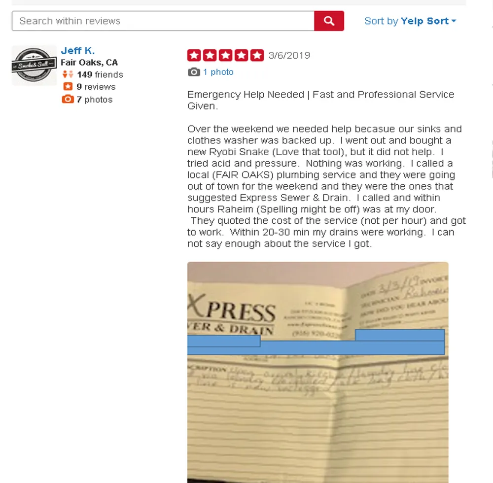 Slide of Express Sewer & Drain