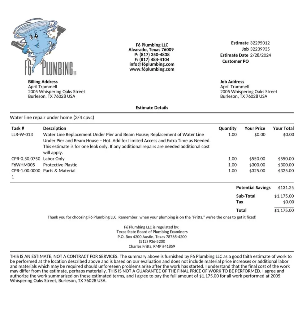 Slide of F6 Plumbing