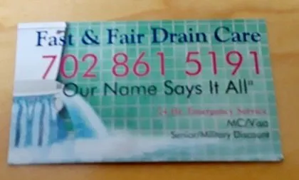 Slide of Fast & Fair Drain Care
