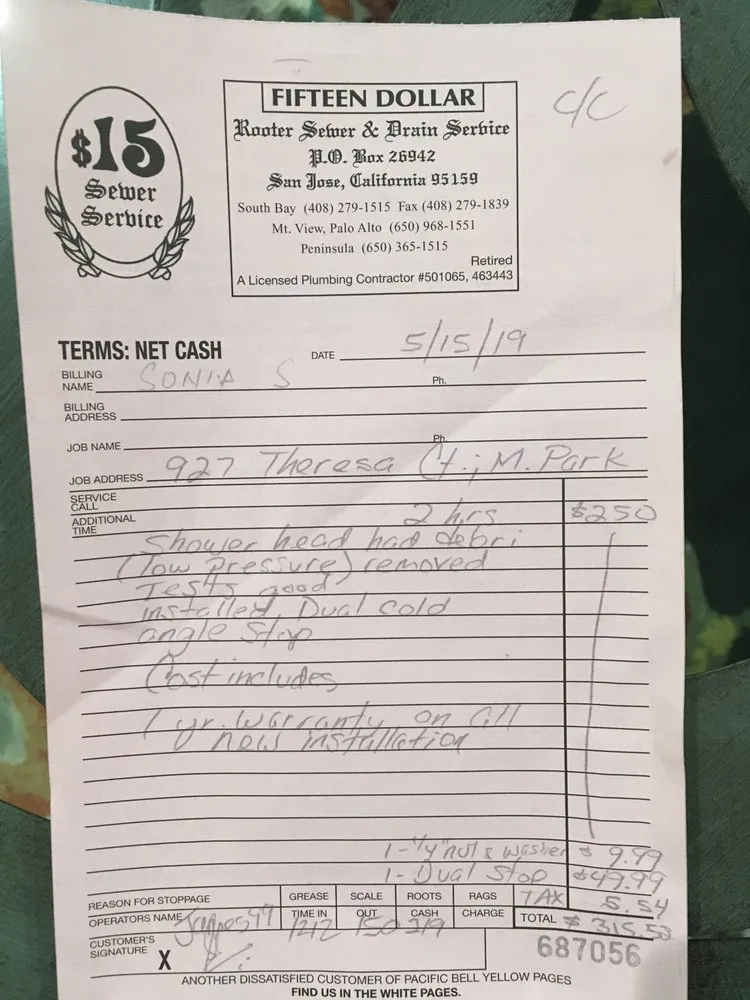 Slide of Fifteen Dollar Rooter Sewer & Drain Service