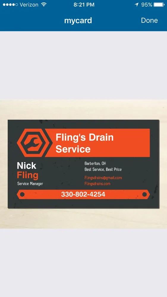 Slide of Fling's Drain Service