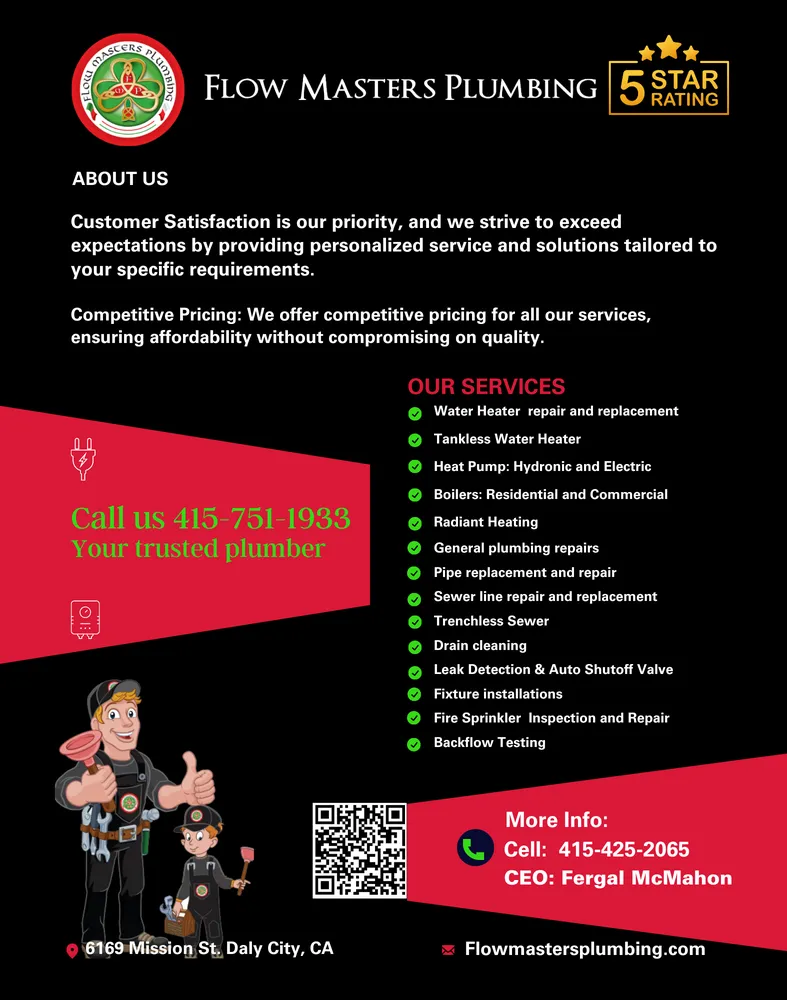 Quality water heater service in Daly City, CA by Flow Masters Plumbing