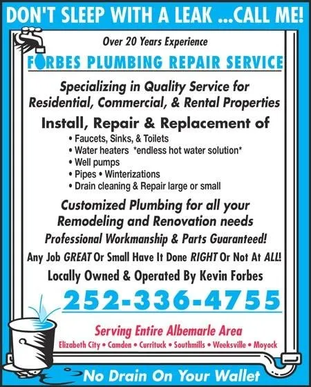 Emergency leak detection experts serving Shawboro, NC - Forbes Plumbing