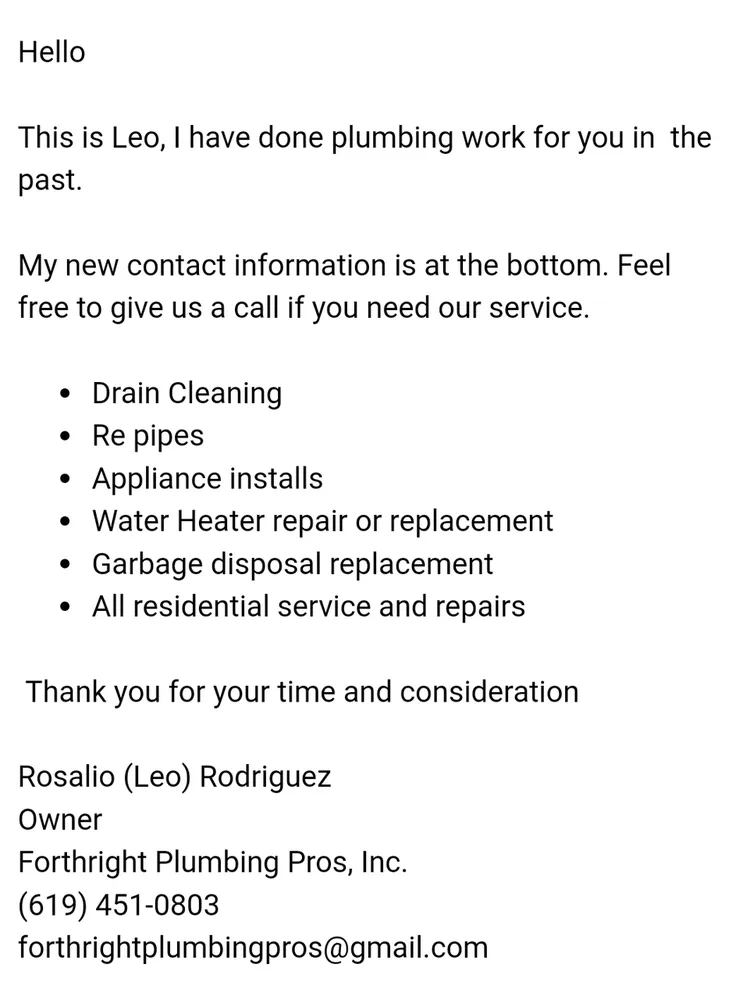 Slide of Forthright Plumbing Pros