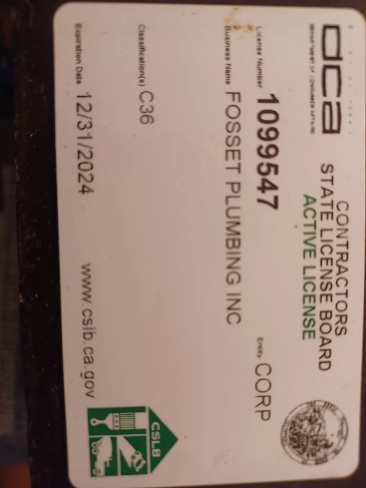 Slide of Fosset Plumbing